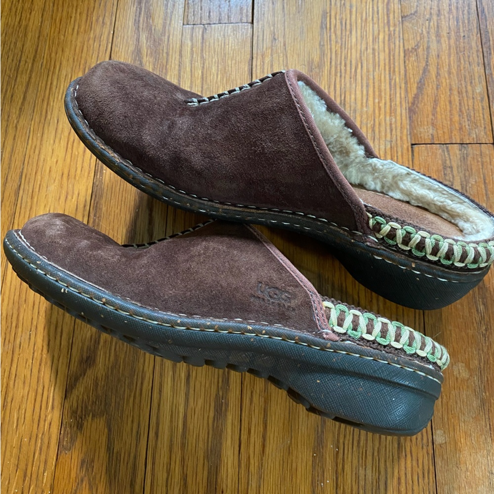 UGG Australia Kohala Clog Mule Women’s 8 Brown Leather Shearling Lined